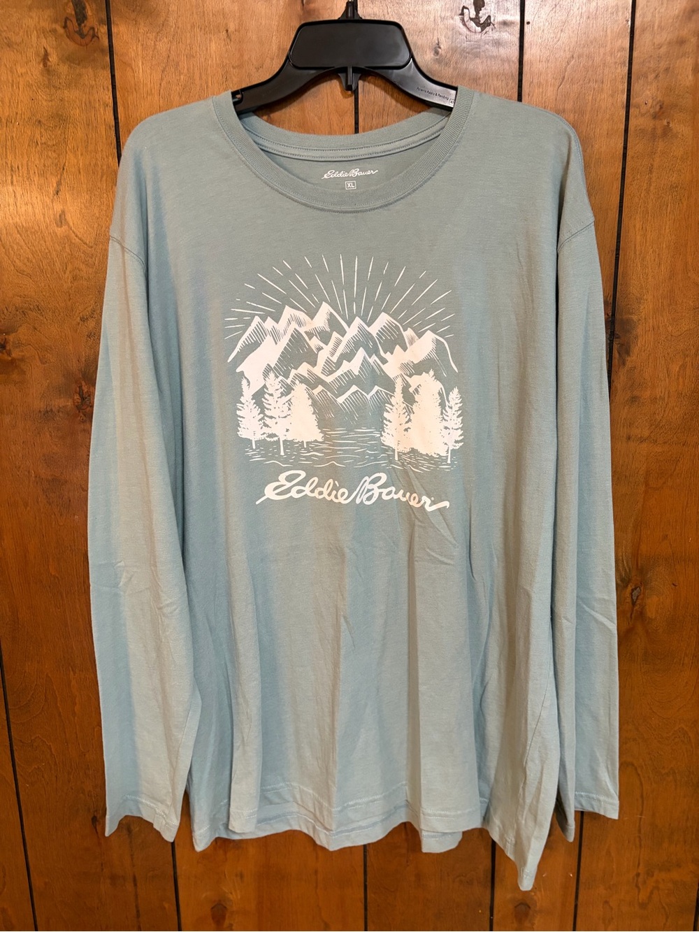 Eddie Bauer Light Blue Long Sleeve Mountain Graphic Tee